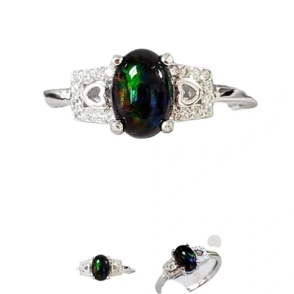 925 STERLING SILVER ETHIOPIAN BLACK OPAL - Picture 2 of 2